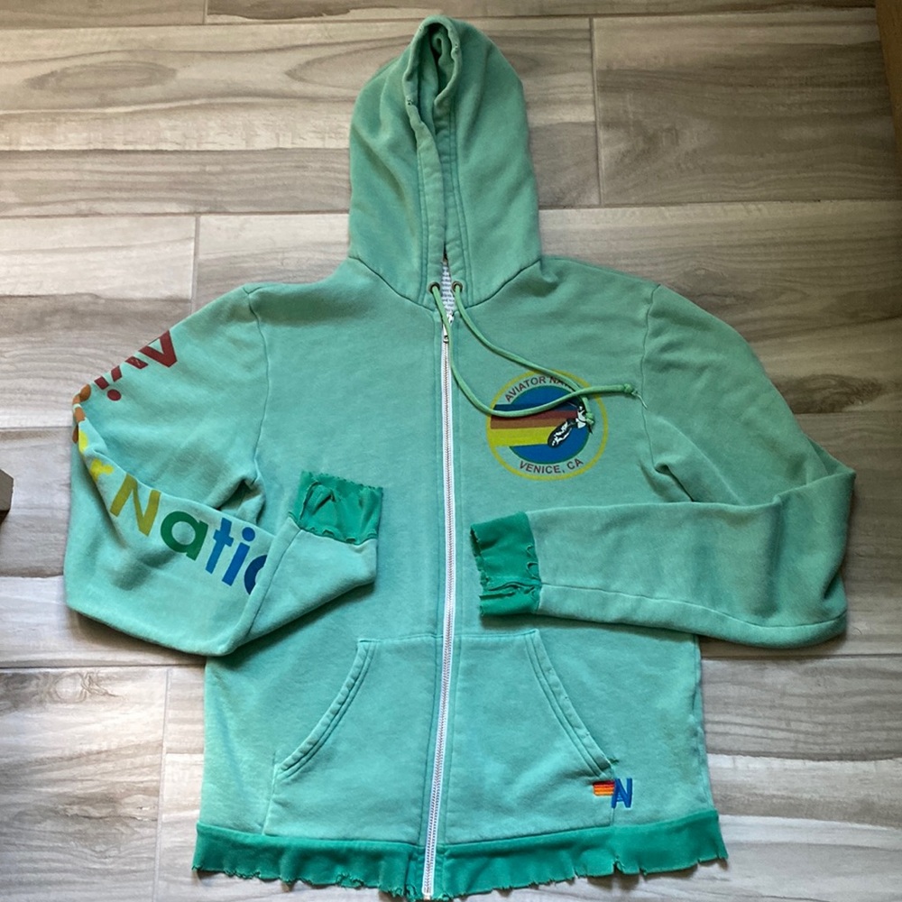 SOLDVintage Aviator Nation Green Zip Up Hoodie Medium
